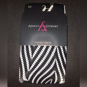 #185 Ashley Stewart NWT black footed tights size EE